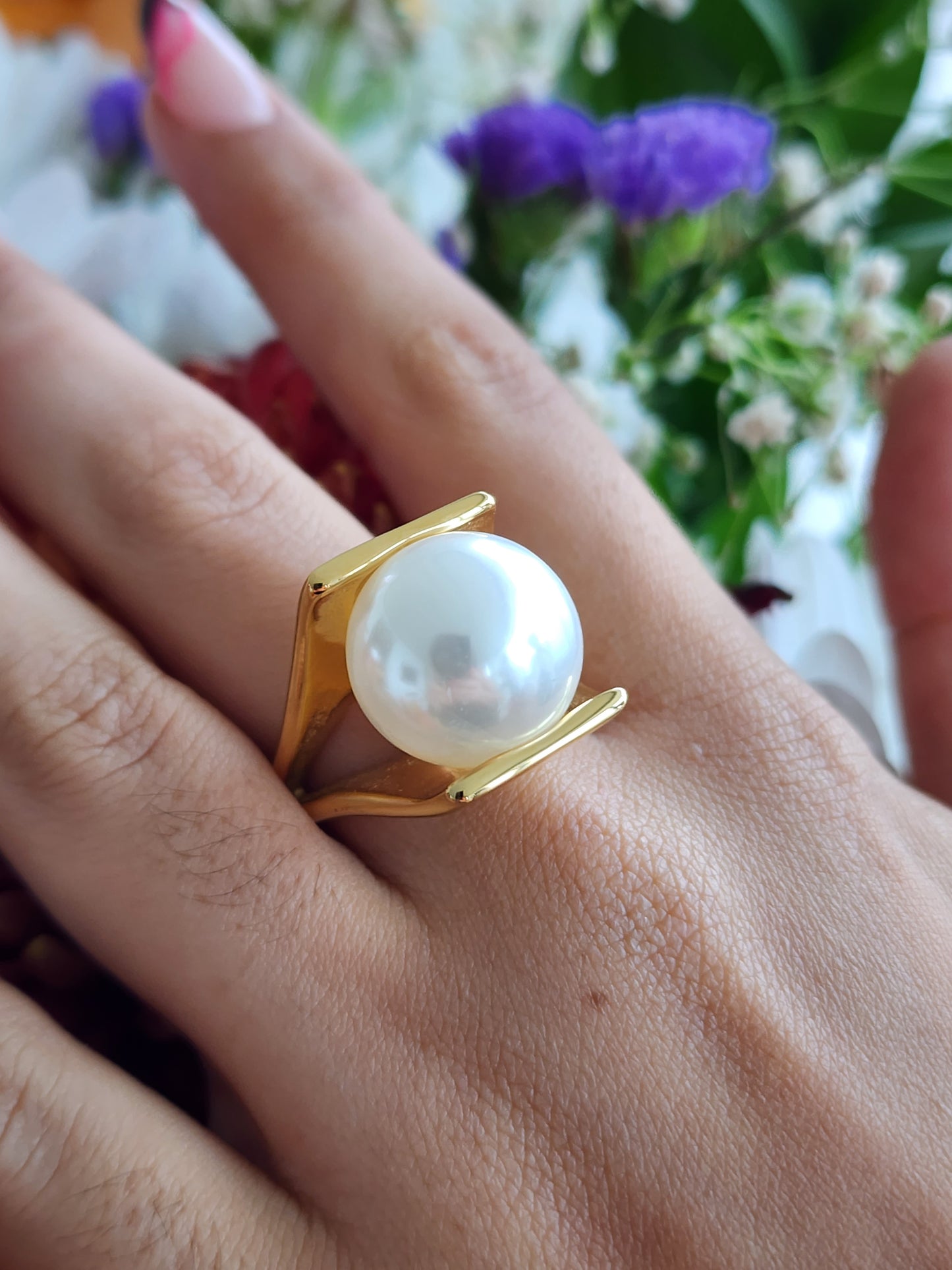 Gold Plated Pearl Ring